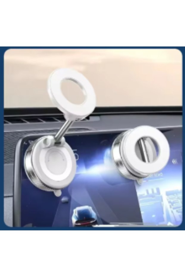 WHITE K007 Car Magnetic Holder Strong Suction Rotate 360° Navigation Vehicular Holder Foldable Univ