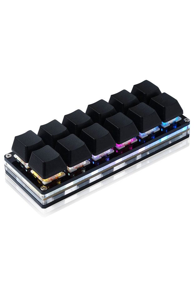 black 12 Keys Mini Mechanical Gaming Keyboard One Handed Keypad USB-C Wired OSU Keypad Programmable