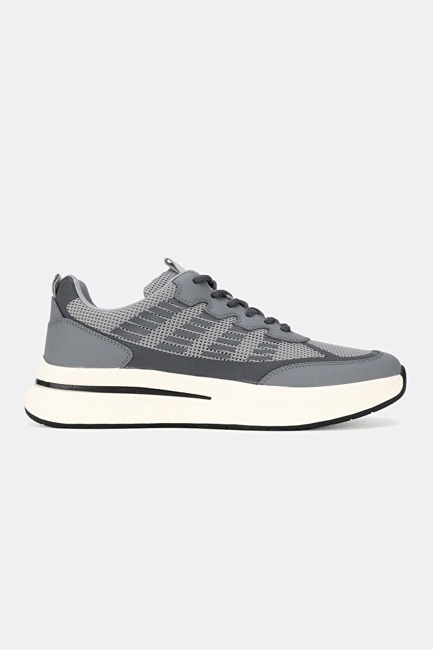 Men's Gray Breathable Knitted Casual Sneakers Shoes