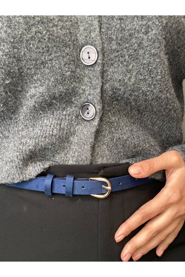 Fact Striped Ring Patterned Suede Women's Gold Buckle Belt Jacket Belt Dress Belt Trouser Belt