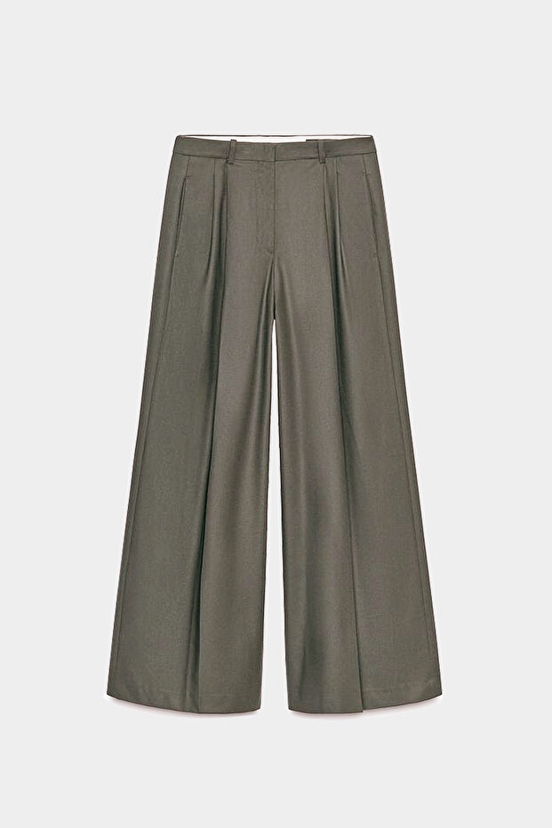 Premium BALLARD Mid-Waist Wide-Leg Woven Trousers