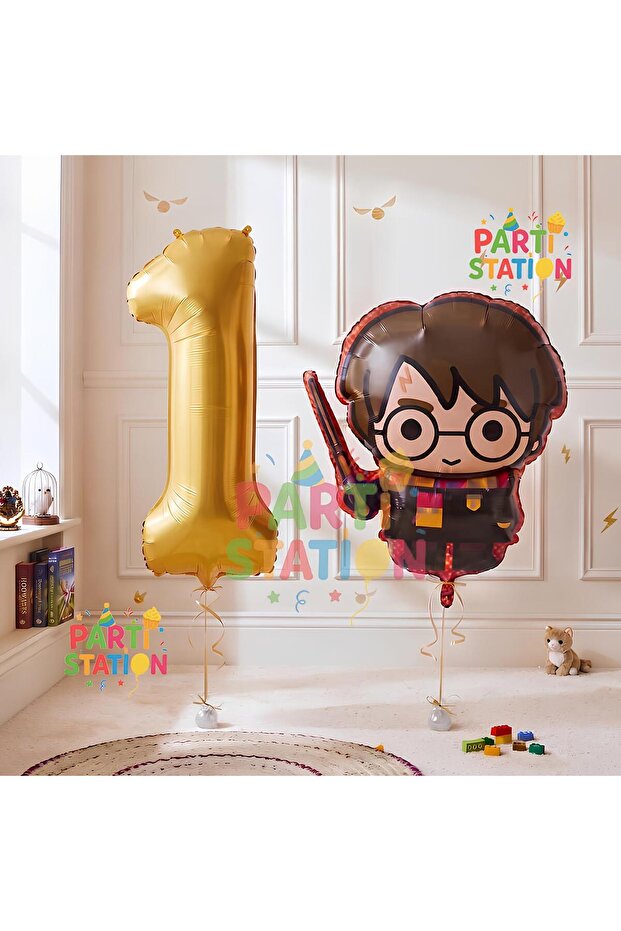 Harry Potter 1 Year Old Gold Color Number Balloon Set Harry Potter Hogwarts Concept Birthday Balloon Set