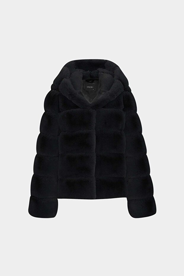 Premium Hooded Women's Rex Faux Fur Coat
