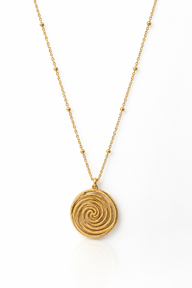 Steel Gold Spiral Spiral Necklace