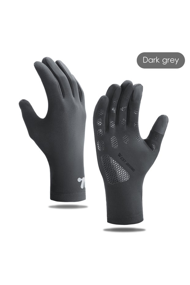 Gray WEST BIKING Winter Thermal Bicycle Gloves Touch Screen Full Fingers MTB Road Bike Gloves Fitnes