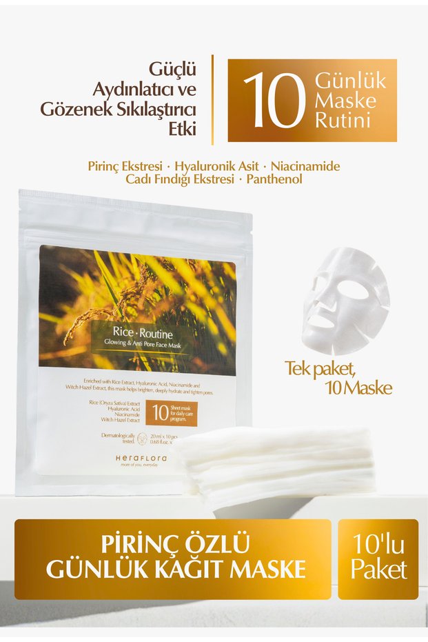 Rice Extract Brightening, Moisturizing and Pore Tightening Daily 10-Piece Sheet Mask