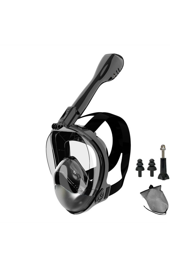 L/XL black Full Face Snorkel Mask Diving Mask for Adults and Youths Anti-Leak Anti-Fog 180° Panorami