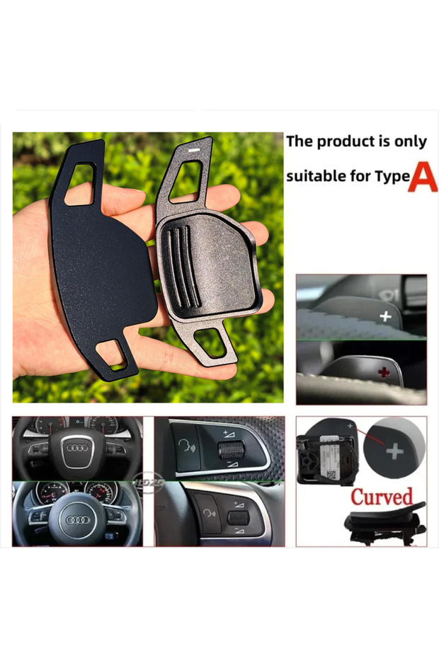 For Type A Black 2Pcs Steering Wheel Paddles Extension Shifters For Audi A4 B8 A3 8P S3 A5 A6 S6 C6