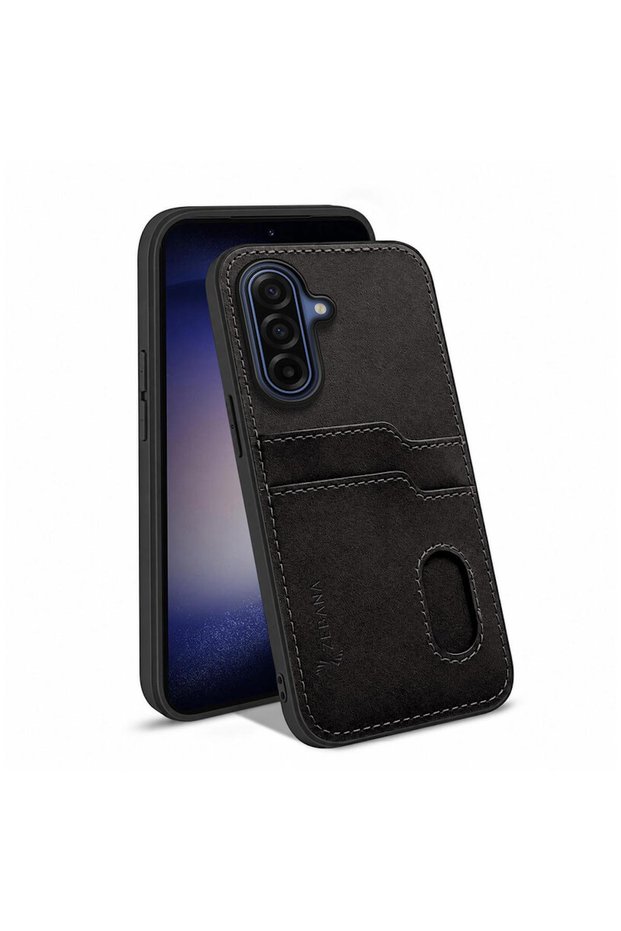 Samsung Galaxy A57 Compatible Case with Card Holder Luxury Leather Case Black