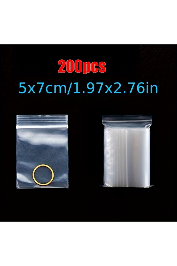 5x7cm(200pcs) 200pcs PE Self Sealing Bags Bead Storage Diamond Painting Plastic Bag Plastic Vacuum B