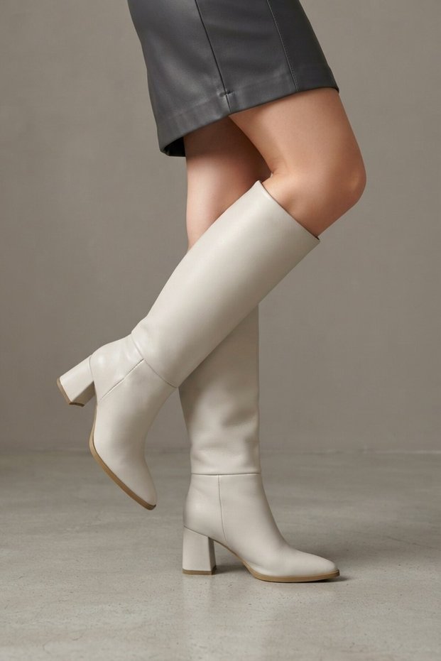 Roksa Premium Pointed Toe Heeled Leather Boots