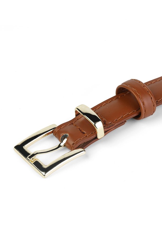 Women's Thin Square Gold Buckle Belt - Basic Trouser Skirt Belt