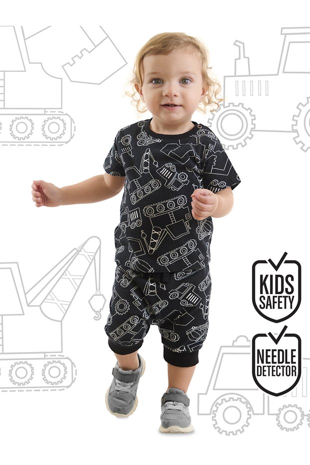 Car Baby Boy Black Summer T-Shirt Capri Shorts Set