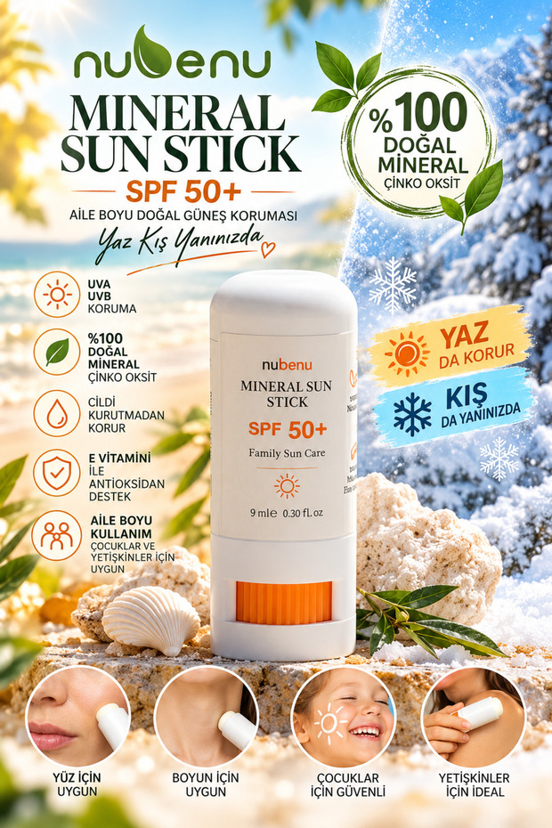 Mineral Sun Stick Spf 50+ Very High Protection * 100% Mineral Uv Filter