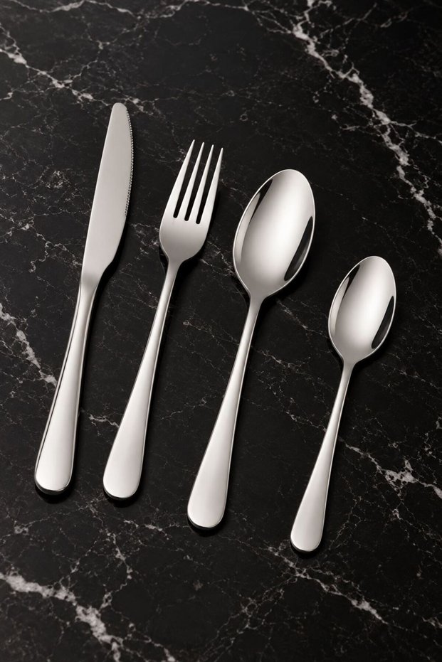 410 Steel 24 Piece 6 Seater Gray Dinner Spoon Fork Knife Set Cin733By