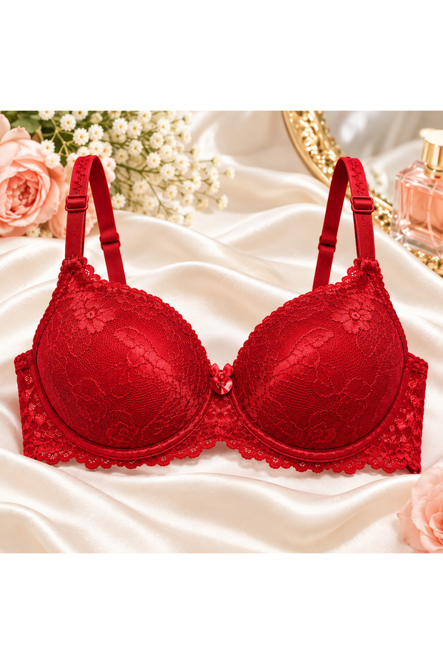 Lace-Detail Silicone-Filled Underwire Bra