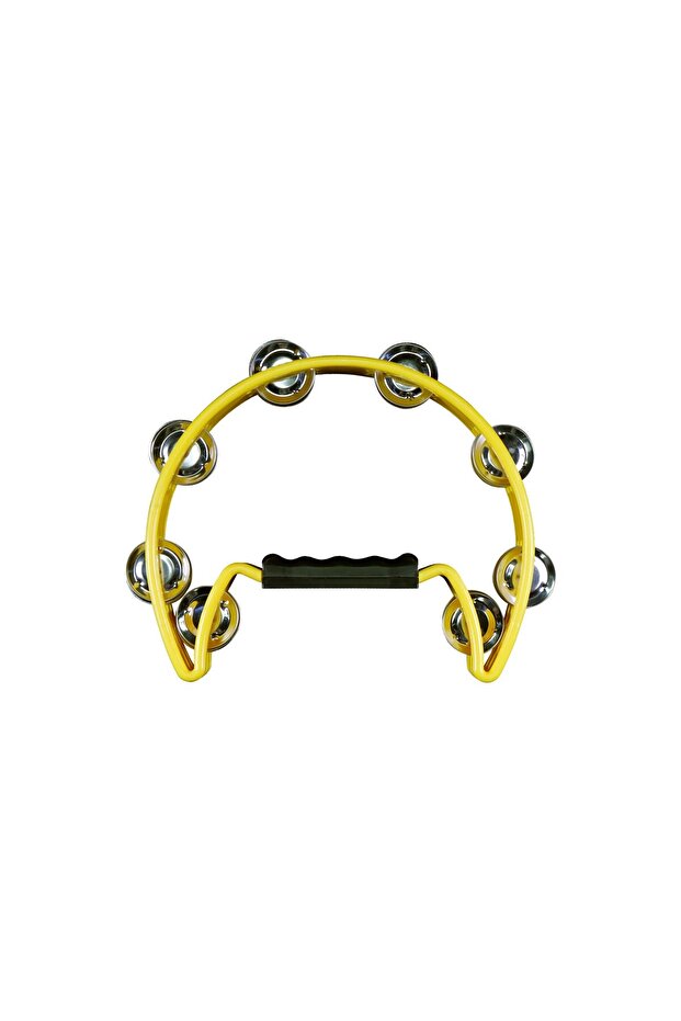 8 Inch Yellow Cut-Away Plastic Tambourine