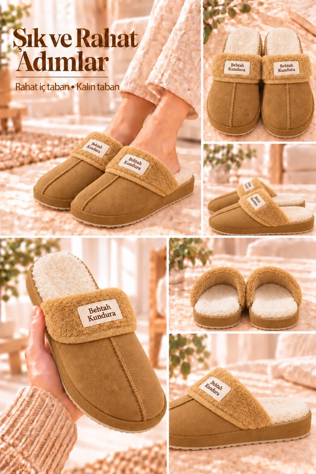 Women's Ccc Patterned Comfortable Non-Slip Thick-Soled House Slippers Furry Slippers Dowry Bundle