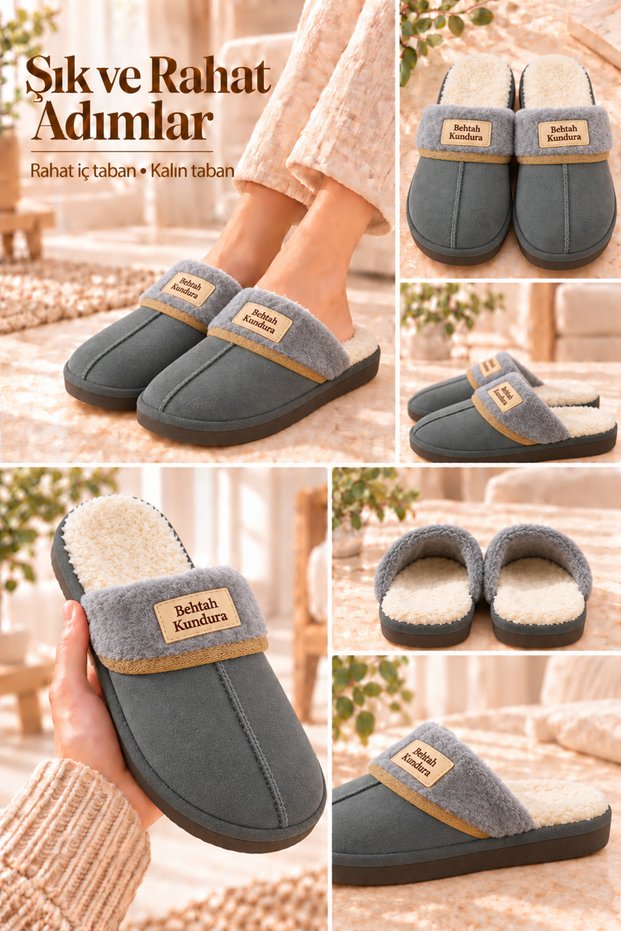 Women's Ccc Patterned Comfortable Non-Slip Thick-Soled House Slippers Furry Slippers Dowry Bundle