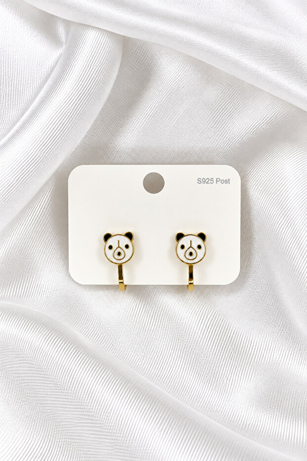 Steel Children's Earrings - Clip-On (Non-Pierced) - Teddy Bear Model - for Non-Pierced Ears