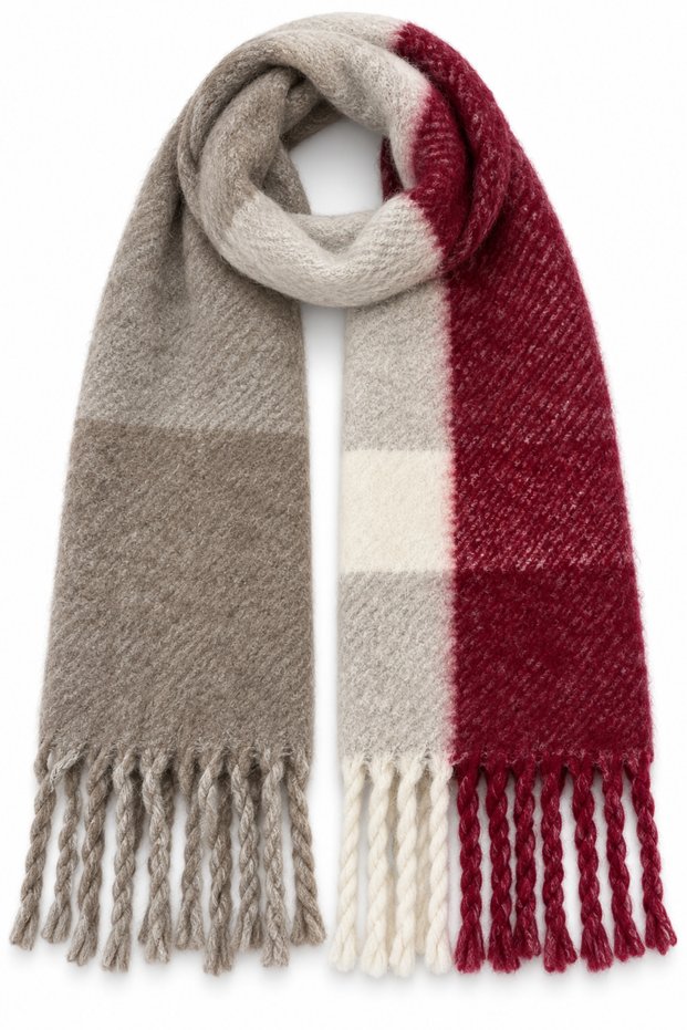 Mink Plush Textured Soft Knitted Wide Form Rasta Tassel Detailed Winter Accessory Shawl