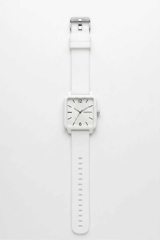 White Silicone Band Square Dial Simple Design Practical Use Casual Wristwatch