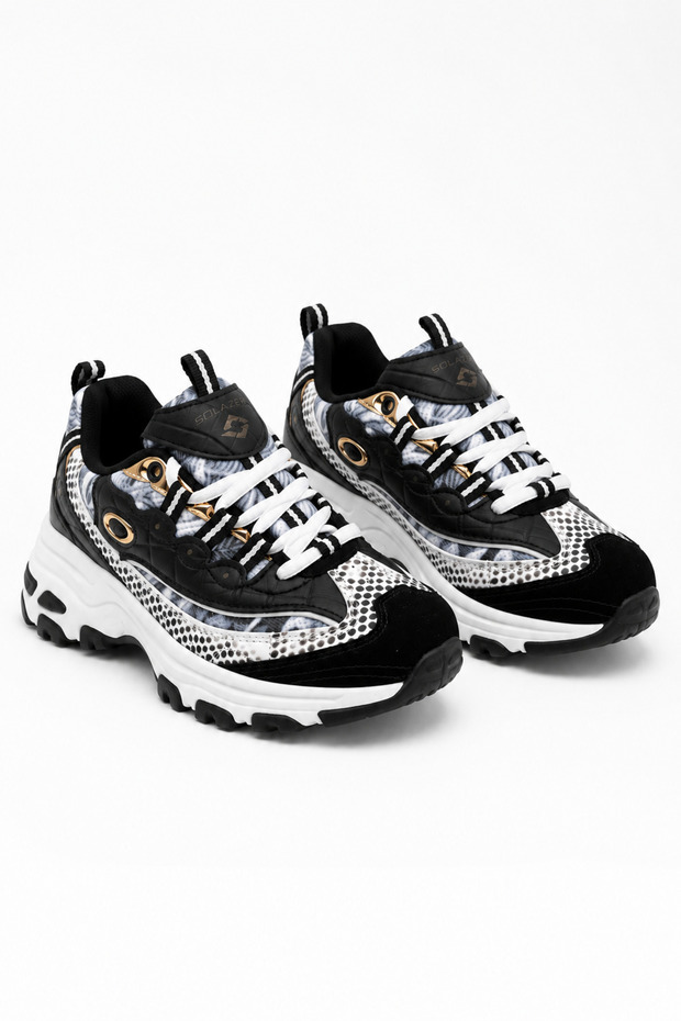 Black Lace-Up Five Centimeter High Sole Comfortable Form Casual Sports Shoes