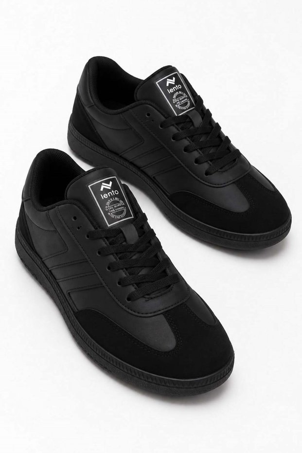 Black Stripe Detailed Lace-Up Retro Design Thick Sole Casual Comfortable Sports Shoes