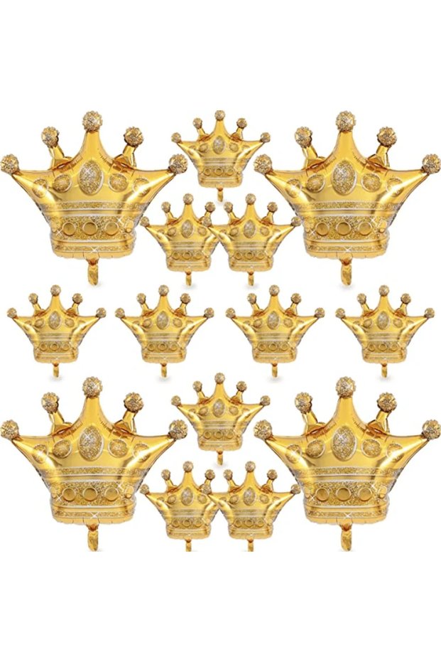 Other AS SHOWN Crown 14pcs B 14pcs Big and Small Gold Crown Aluminum Film Balloon Set Party Decorati