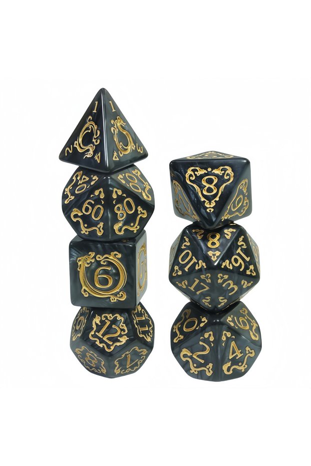 black 7pcs D4-D20 DND Dice Set Polyhedral Digital Dice for Running Team RPG Entertainment Table Game
