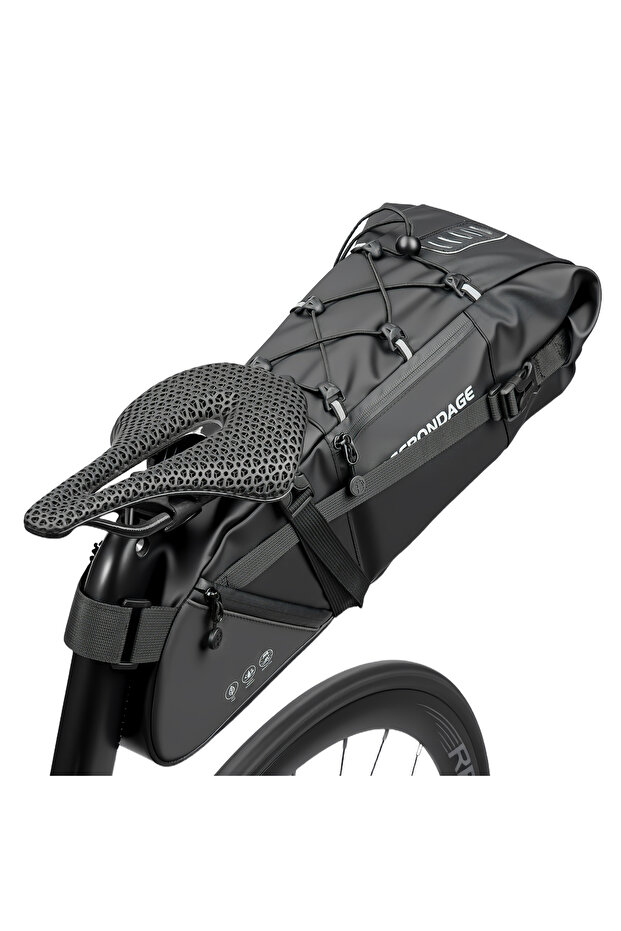 black OFFBONDAGE Bicycle Saddlebag Waterproof 15L Large Capacity Bike Bag Cycling Tail Bag MTB Folda