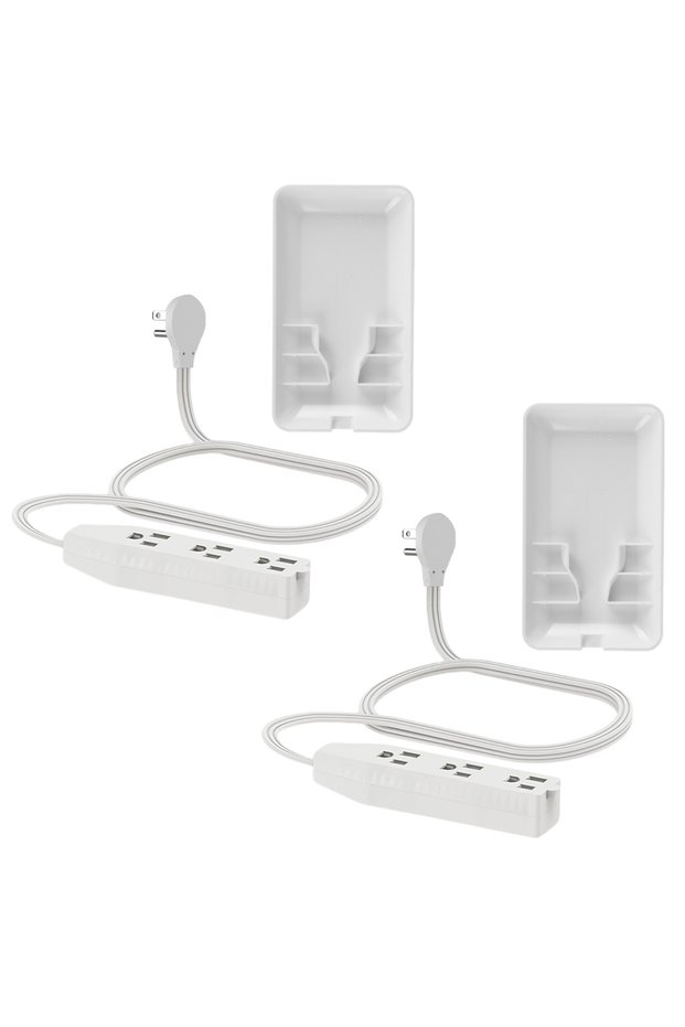 2pcs 3 FT Extension Cord Power Strip with 3 AC Outlet 3 Prong Plug Extender, Cover Plate, Wire Split