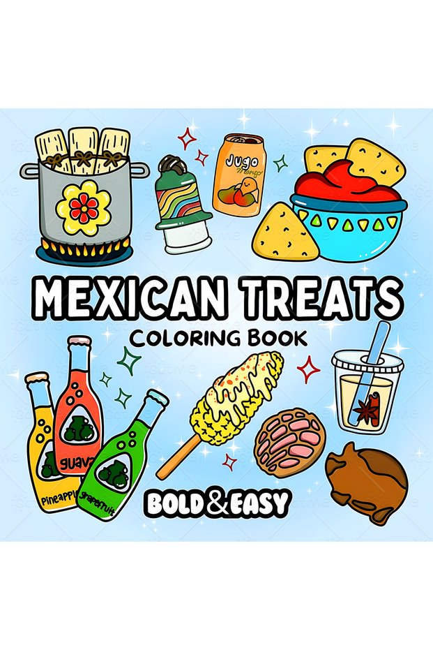 20x20cm 24pages MEXICAN TREATS Coloring Book for Adults Featuring Cute Cozy Daily Activities for Rel