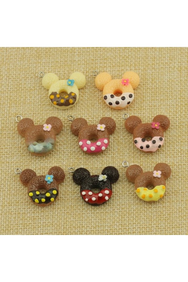 10pcs mix 10pcs 2.5cm*2.3cm Kawaii Sweet Donut Charm, Aesthetic Resin Pendant for DIY Jewelry, Phone