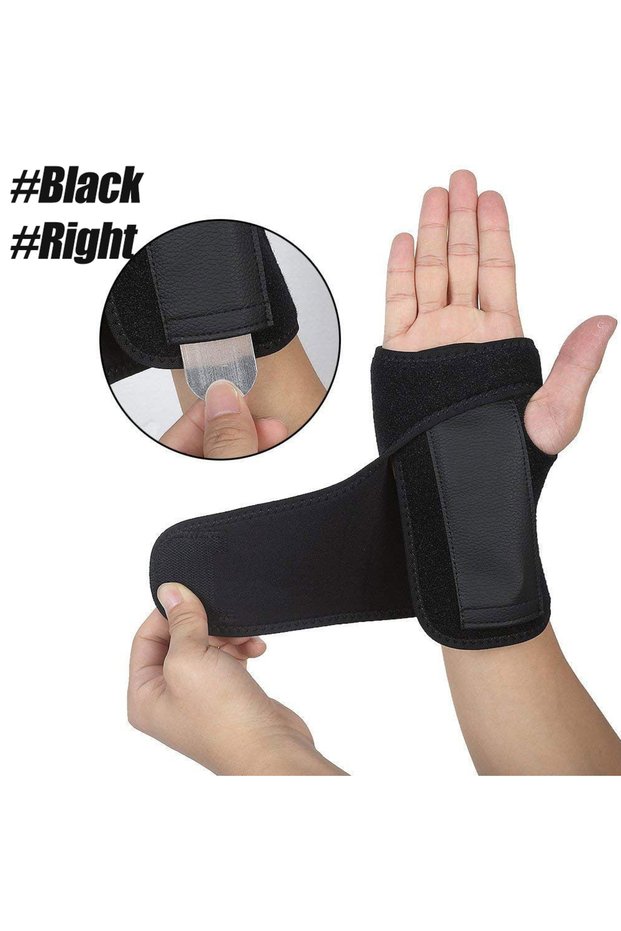 Black-Right Carpal Tunnel Wrist Brace with Metal Splint for Women & Men, Adjustable Wrist Support St