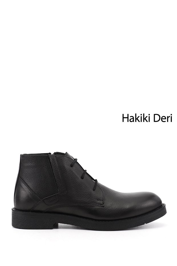 Men's Black Floater Zippered Genuine Leather Classic Boots