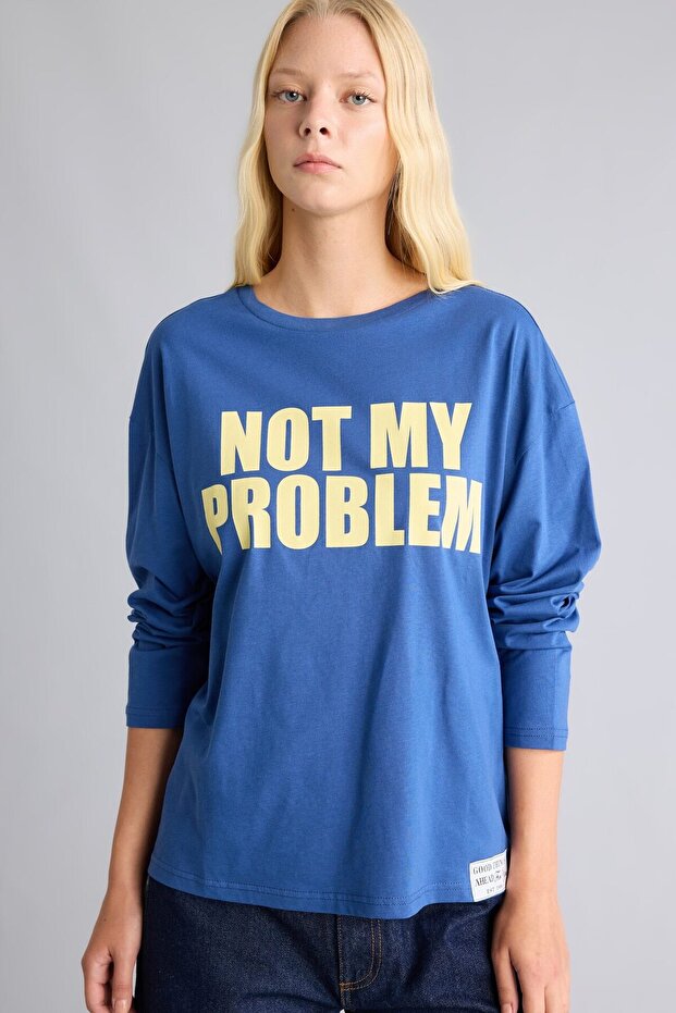 100% Cotton Oversize Crew Neck Printed Long Sleeve T-Shirt I9583Ax26Au
