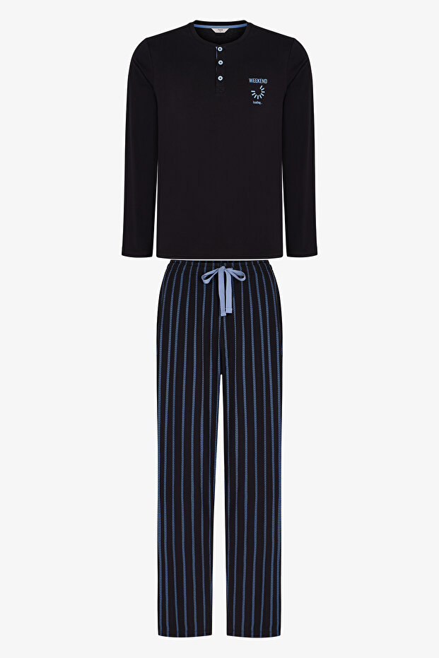 Men's Nightform Striped Trousers Long Sleeve Pajama Set
