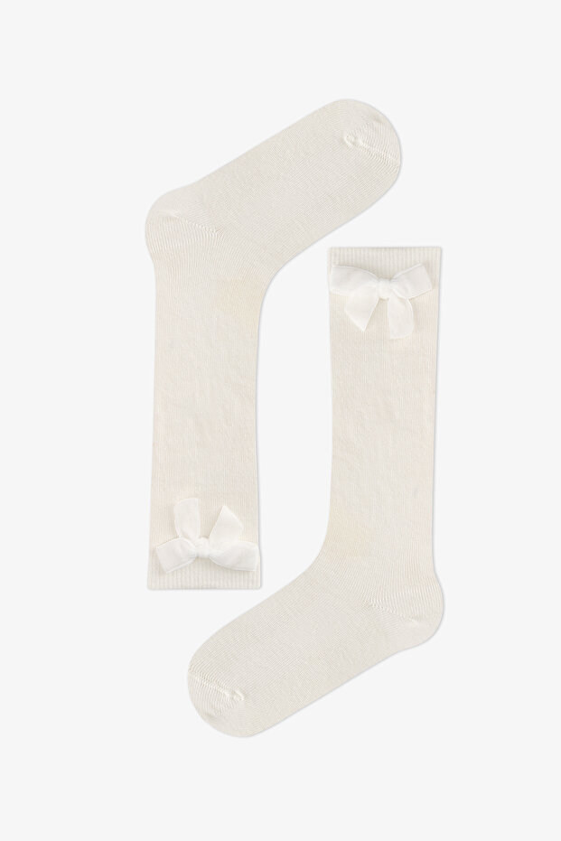 Girl's White Ribbon Trousers Socks