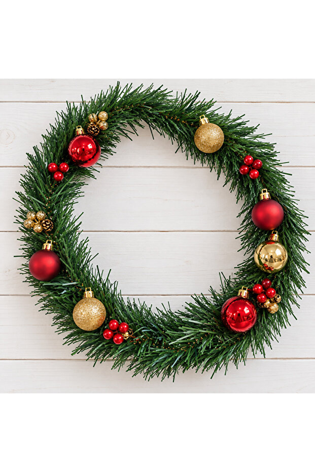 New Year's Decorated Green Garland Pine Branch Ready-made Decorative Decoration with Pine 2.5 Meters