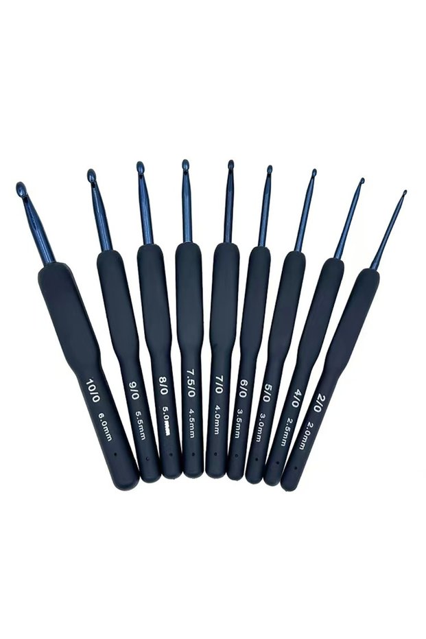 9pcs 9Pcs Blue Soft Handle Crochet Set DIY Sweater Knitting Crochet With Tool Kit Silicone Non Slip