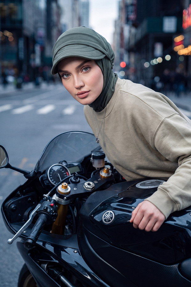 Winter Hijab Cap with Removable Visor, Khaki, B-82O