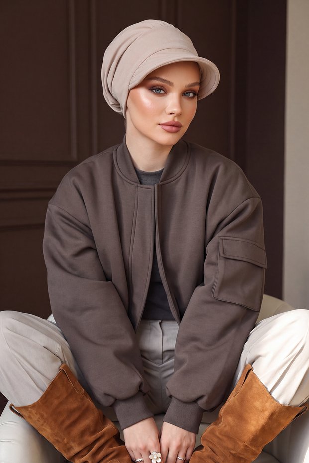 Winter Visor Hat, B-73O, Beige