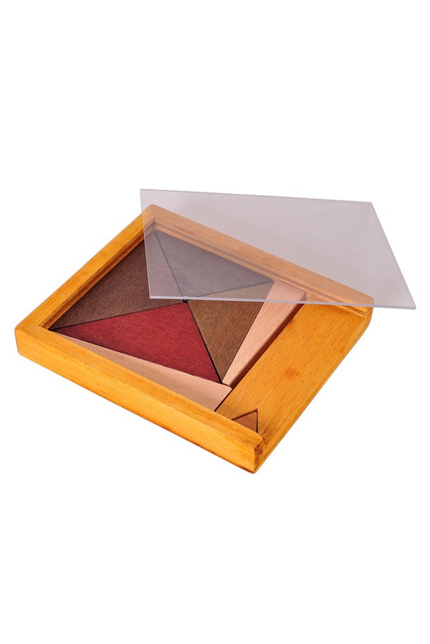 3QiaoFang SanJIao Wooden Brain Teaser Classic IQ Unique Tangram Puzzles for Adults Kids Problem Solv
