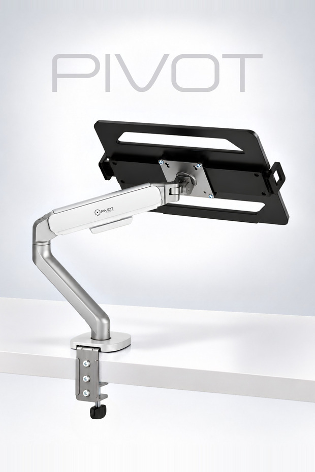 17-32" Vesa Compatible Monitor Arm Silver - 14-17.3" Laptop Stand with Desk Clamp Black