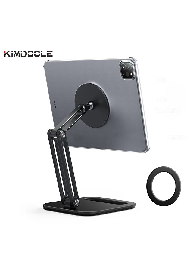 black Kimdoole Metal Magnetic Tablet Holder for Table Desk Stand Suport for Ipad Pro Samsung Huawei