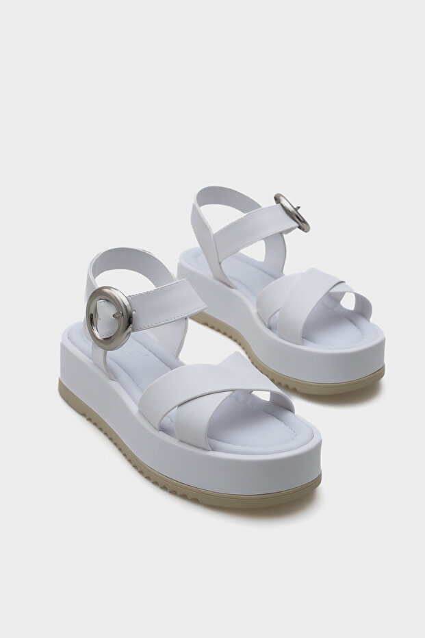 Dolly Cross Strap Comfort Buckle Wedge Heeled Women's Sandals