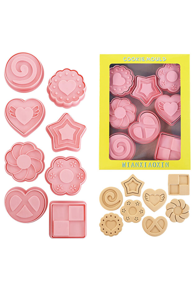 8-Sandwich Biscuit 8Pcs Cute Jam Sandwich Biscuit Cookie Cutters Flower,Star Shape Cookie Molds Cart