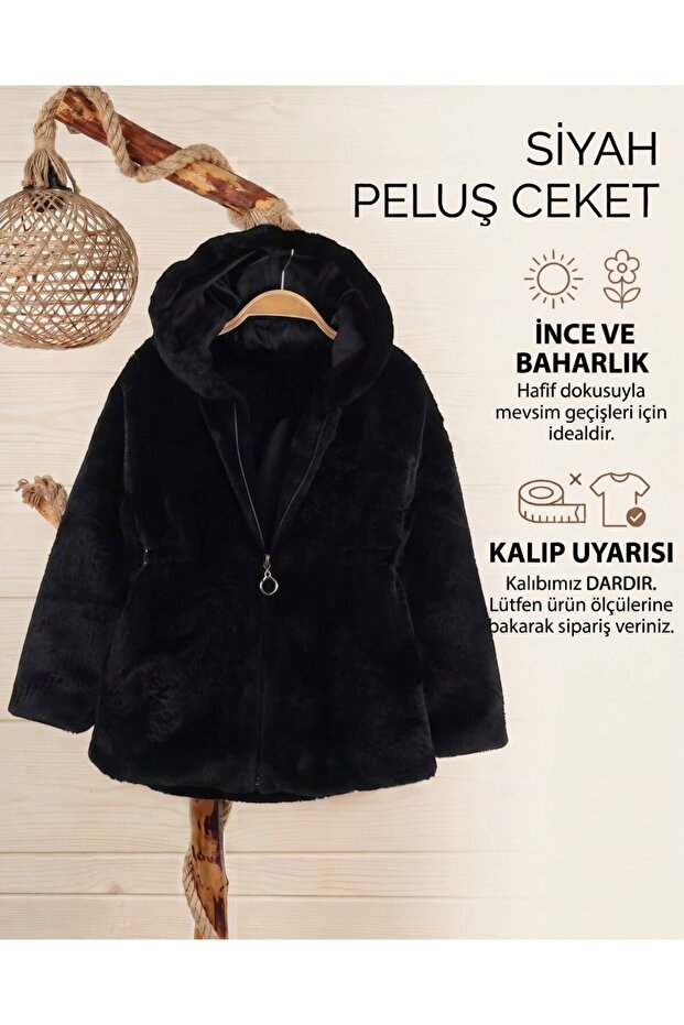 Girl's Lined Plush Hooded Coat (Ages 6-15) Slim Fit/ Choose the Larger Size.