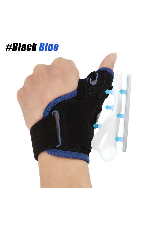 Black Blue-1Pcs 1Pcs Thumb Brace & Wrist Stabilizer (Fits Left/Right) - Thumb Spica Splint for Arthr